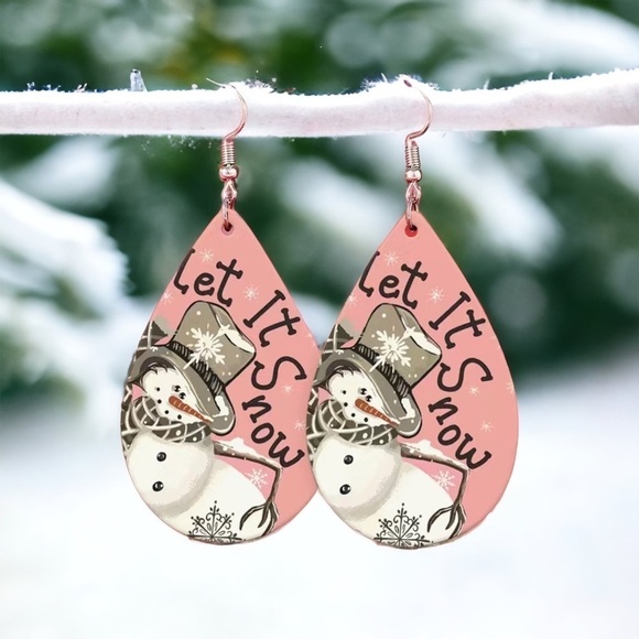 Jewelry - SNOWMAN FAUX LEATHER EARRINGS